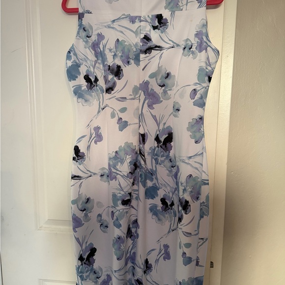 Calvin Klein Watercolor Floral Ruched Sheath Chic Dress - Picture 3 of 3